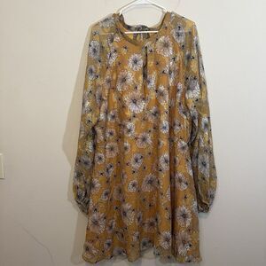Smack Parlour 4X Dress Yellow Fit & Flair Mini Dress Sheer‎ Long Sleeves 4XL **